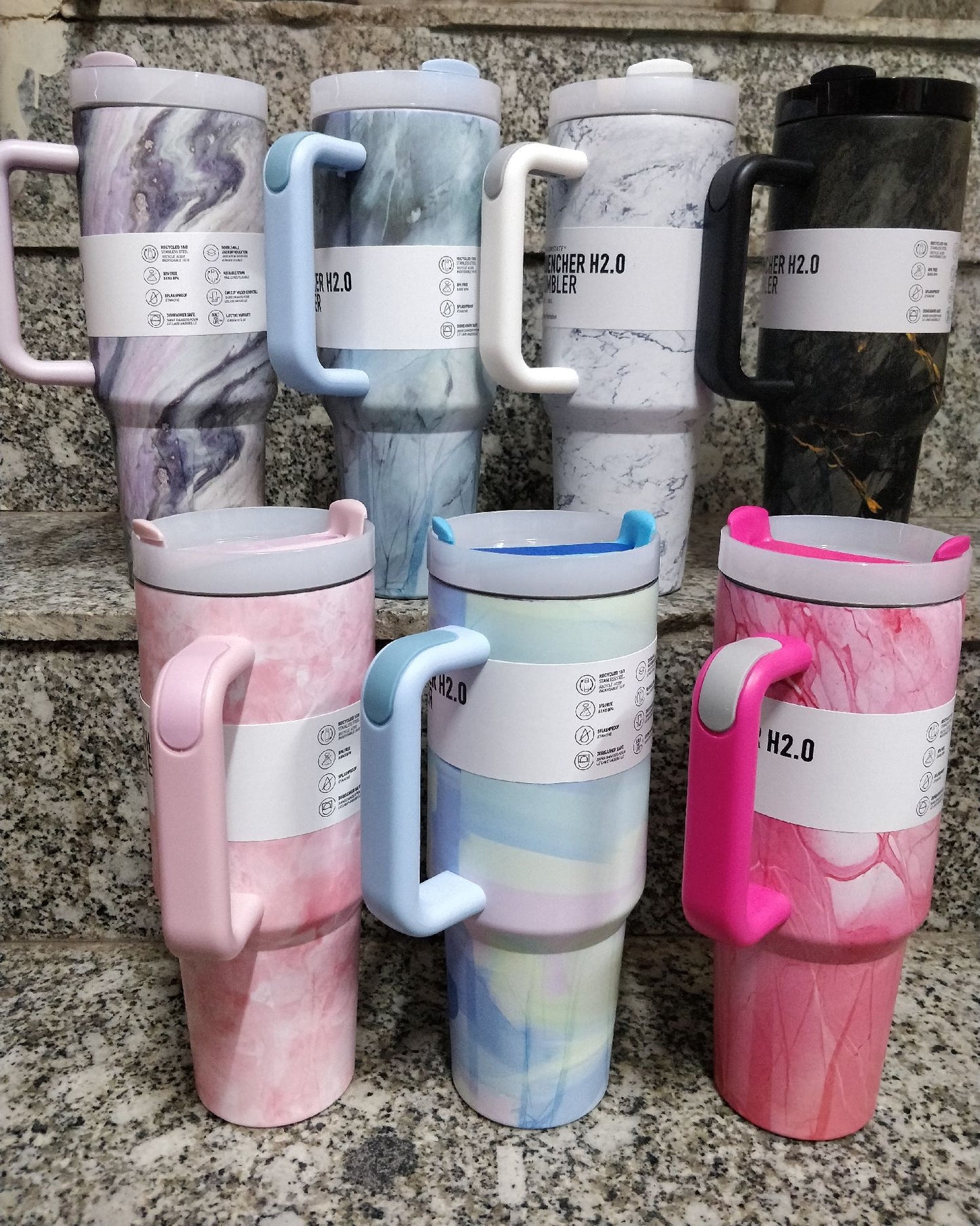 Marble Design Tumbler 1200ml with Handle