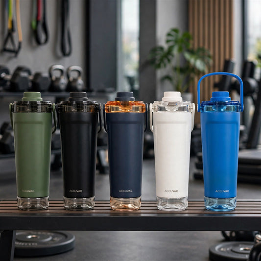 Accuvac Charge 650 Vacuum Flask - 650ml Matte White Stainless Steel Tumbler with Carry Handle & Sipper Lid | Office Travel Bottle | Nand Steel World