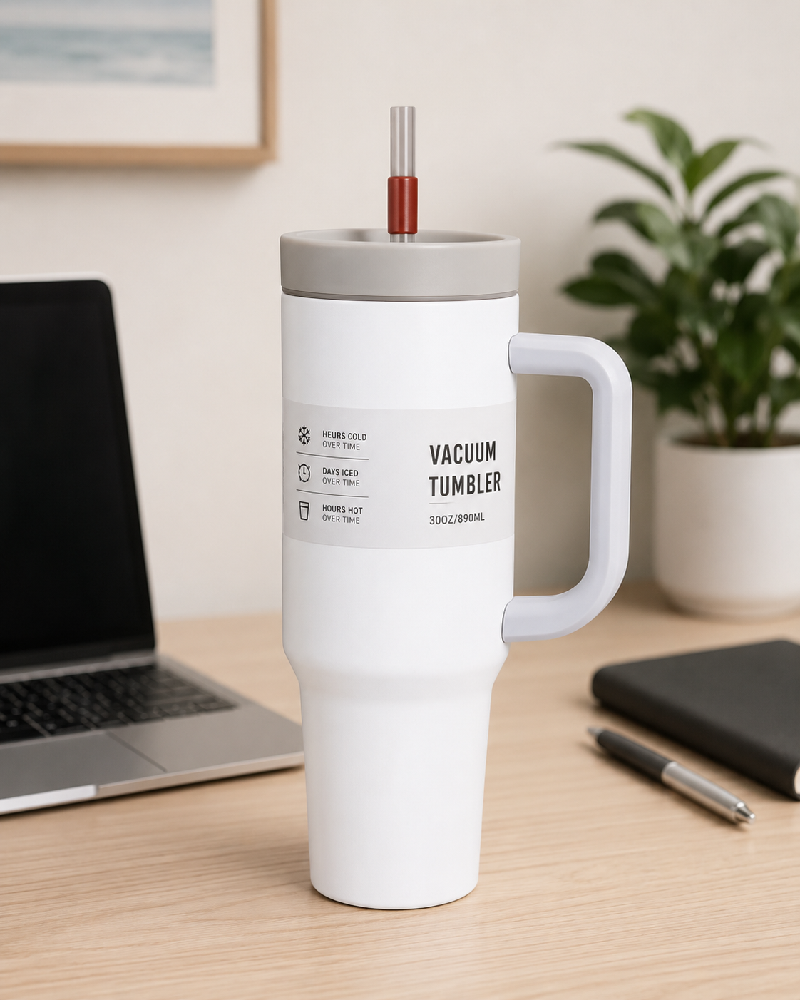 Tumbler 1200ml with Straw & Handle
