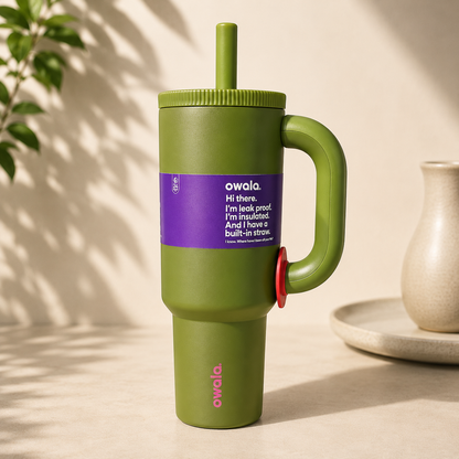 Owala Style Vacuum Insulated Tumbler 1200ml with Handle & Straw