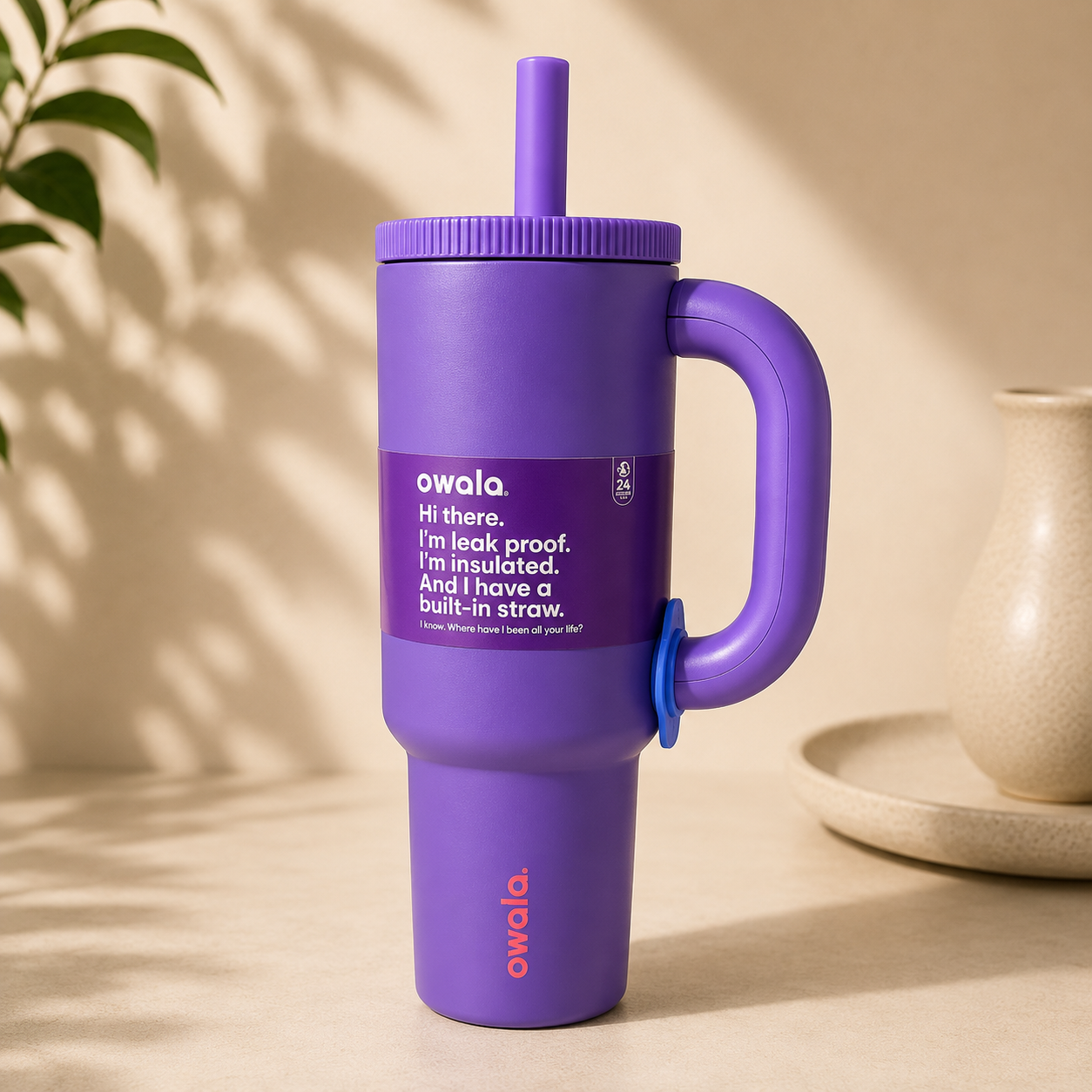 Owala Style Vacuum Insulated Tumbler 1200ml with Handle & Straw