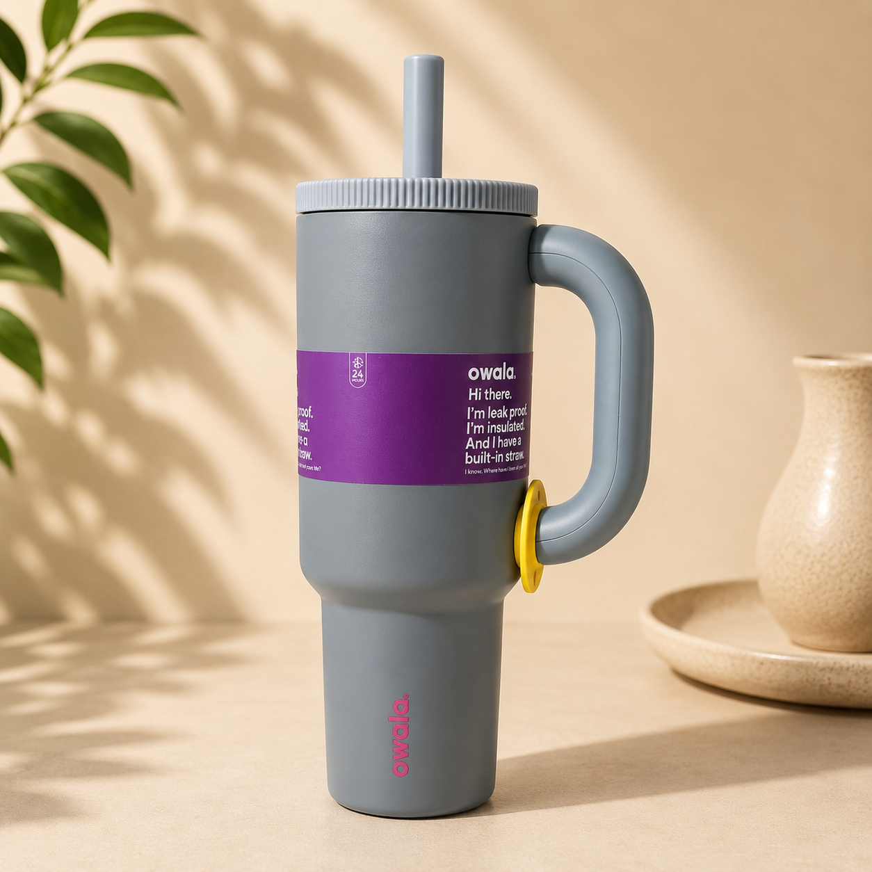Owala Style Vacuum Insulated Tumbler 1200ml with Handle & Straw