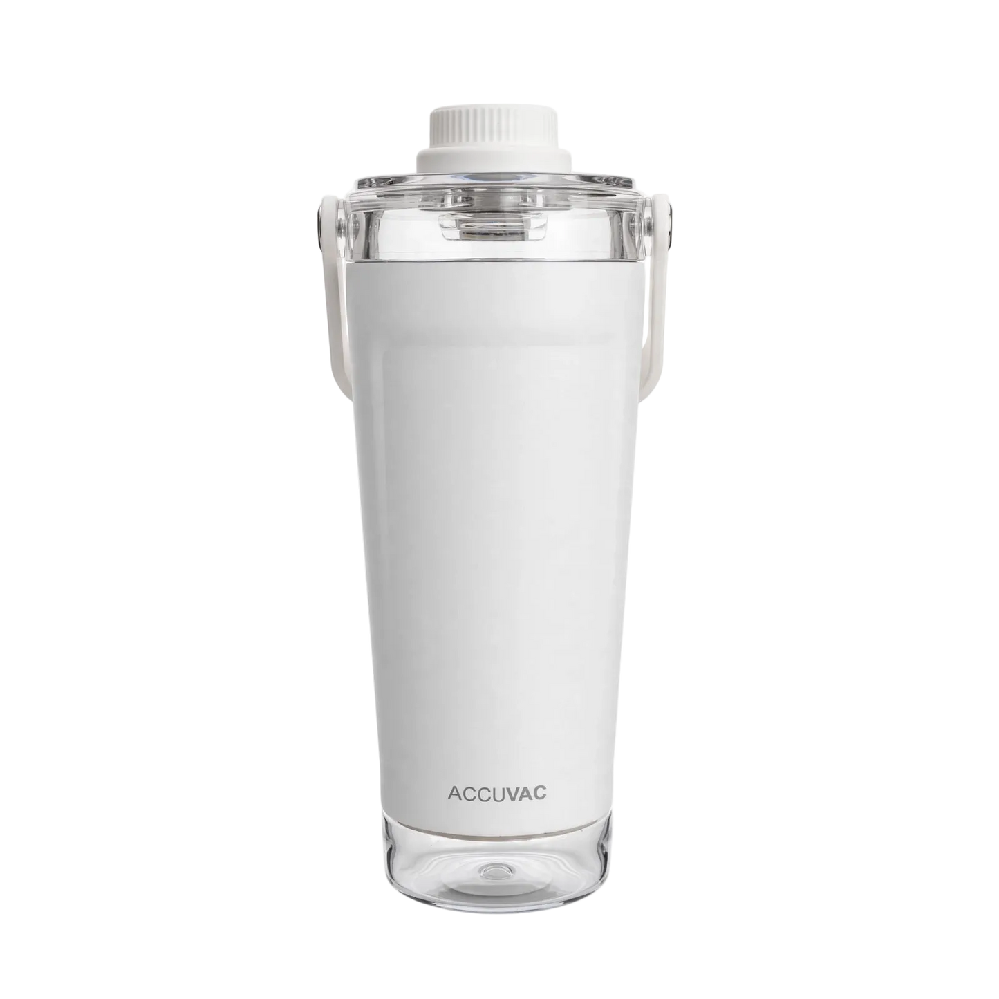 Accuvac Charge 650 Vacuum Flask - 650ml Matte White Stainless Steel Tumbler with Carry Handle & Sipper Lid | Office Travel Bottle | Nand Steel World