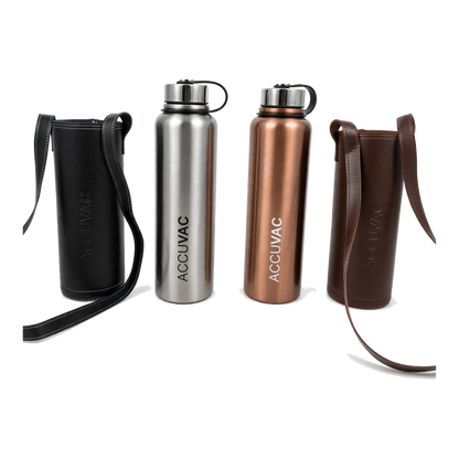 Accuvac Giant 1500ml Premium Stainless Steel Flask + Leather Sling Bag
