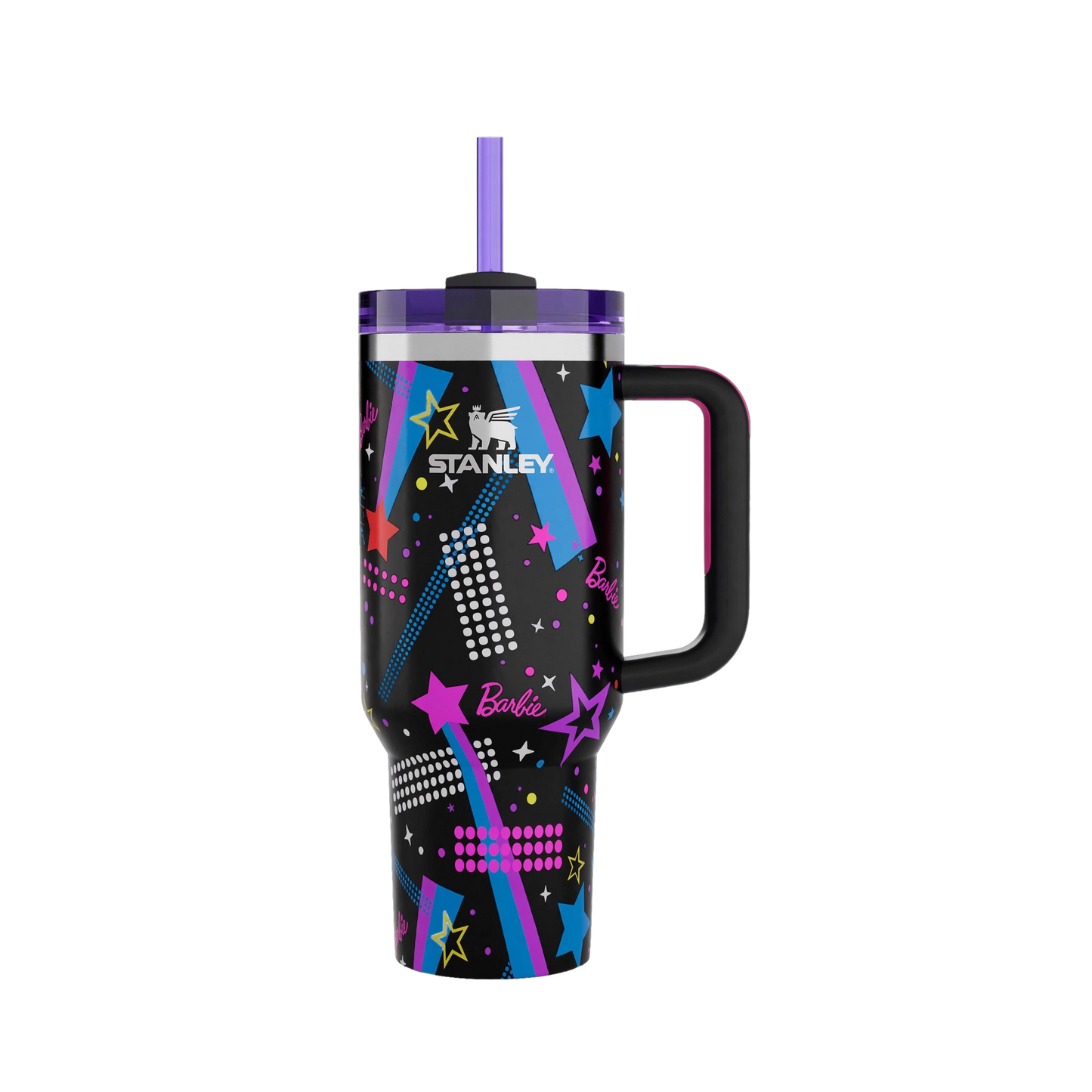 Barbie Stars Icon Tumbler 1200ml - Black Color Pop Star Print Quencher with Handle & Straw | Limited Edition | Nand Steel World
