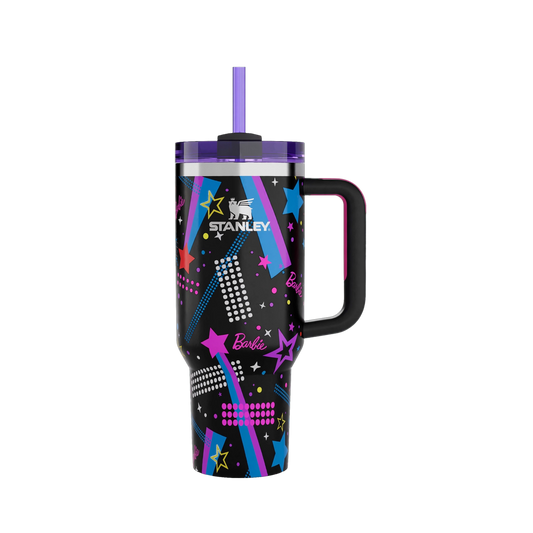 Barbie Stars Icon Tumbler 1200ml - Black Color Pop Star Print Quencher with Handle & Straw | Limited Edition | Nand Steel World
