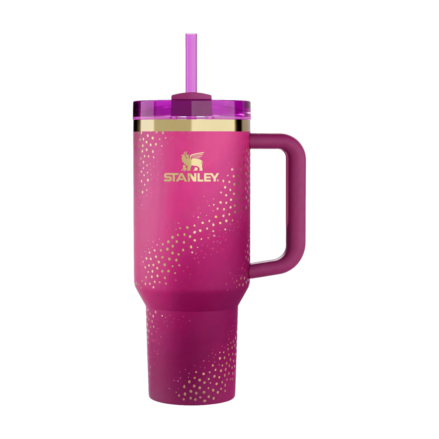 Magenta Sparkle Icon Tumbler 1200ml - Fuchsia Gold Dots Quencher with Purple Lid Handle & Straw | Limited Edition | Nand Steel World